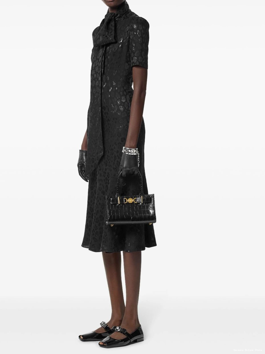 Affordable leopard-jacquard Lavalliere dress Women midi Versace 0711